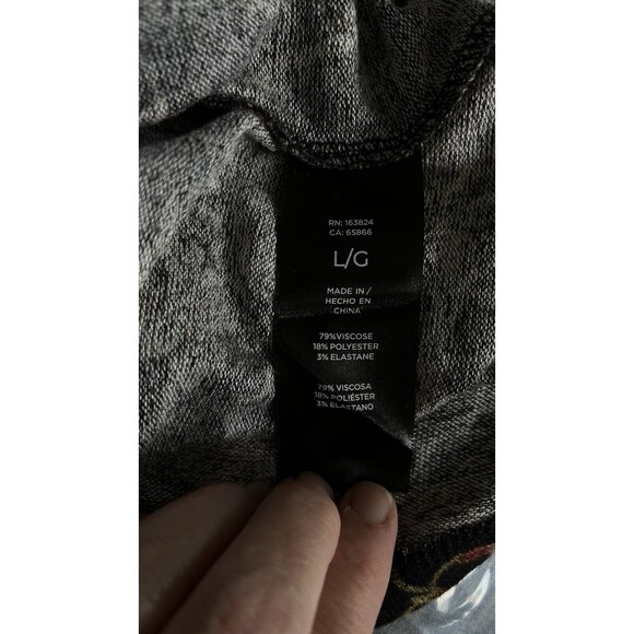 Well Worn Womens Soft V Neck Black Floral‎ Long Sleeve Top Pullover Size Large - Picture 8 of 9